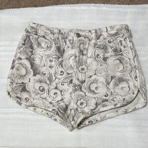 Pilcro High Waist Floral Cream and Gray Shorts